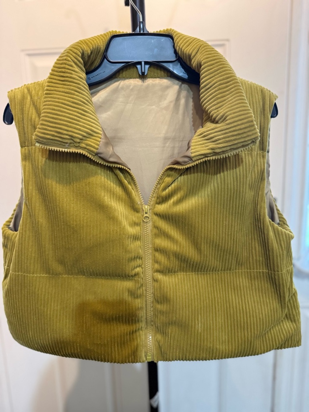 SHEIN Olive Green Corduroy Puffer Vest